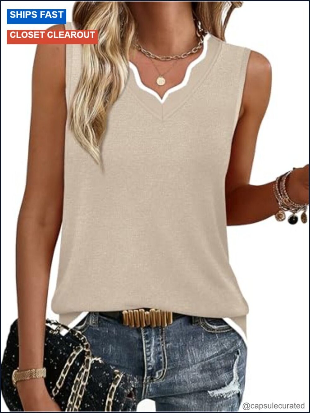V Neck Lightweight Sweater Vest Tank Top Sleeveless Knit Stretch Pull-On